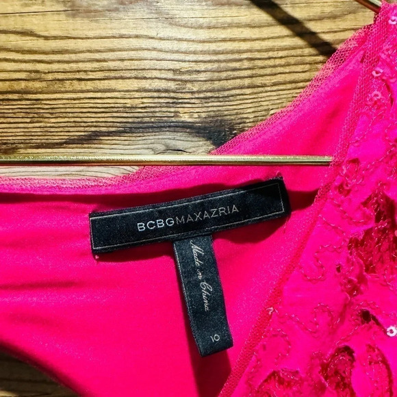 BCBG Katrina mini dress sequins lace azalea/hot pink cut out holidays sparkle 10 - Picture 4 of 6